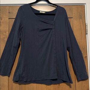 Chalet purple long sleeve T Shirt Womens M square neck Lagenlook Bamboo blend